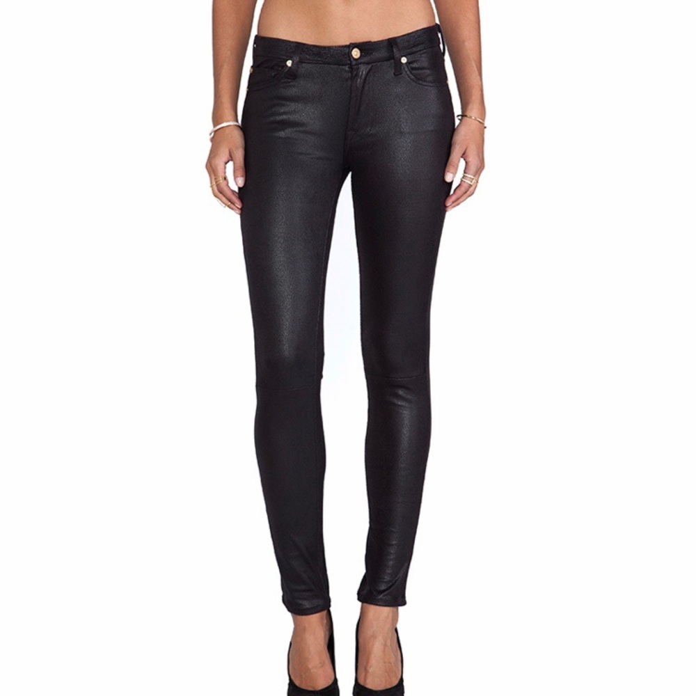 7 For All Mankind Crackle Leather Skinny Jean - Picture 2 of 8